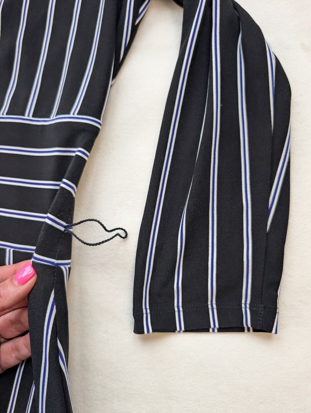 Lauren Ralph Lauren Black White Dress Pinstripe Midi Office Siren Classic Size 8 - Picture 17 of 17